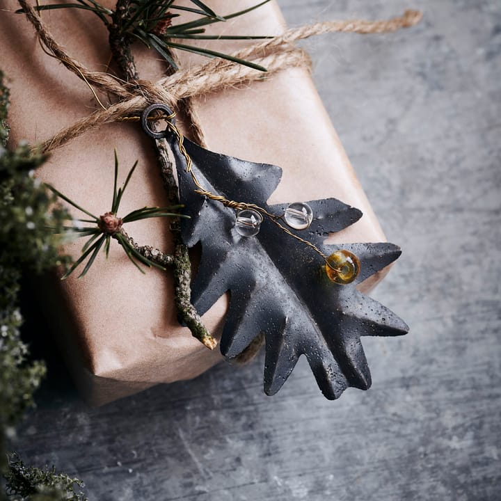 Décoration de sapin de Noël Leaf & Beads noir Lot de 3 - 7,3 cm - House Doctor
