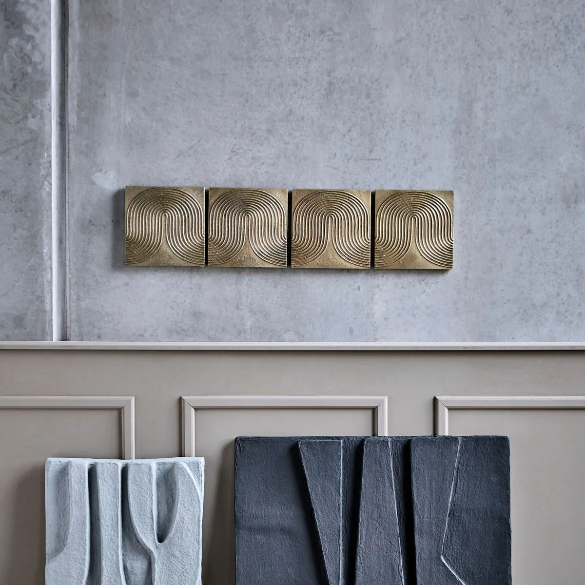 Ensemble d'œuvres murales, lot de 4, Laiton antique House Doctor