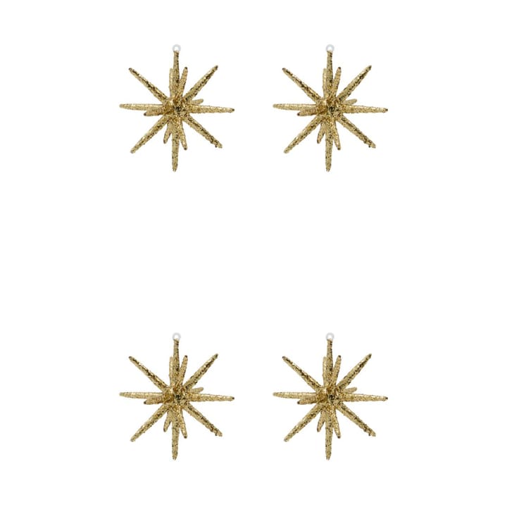 Étoile de sapin Spike Ø12 cm, lot de 4 - Glitter en laiton brun - House Doctor