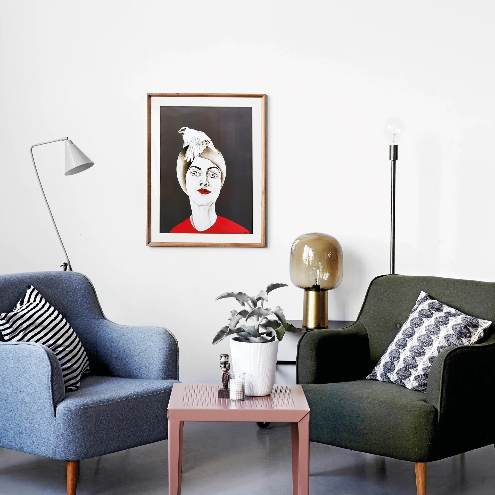 Housse de coussin House Doctor rayures, noir-gris House Doctor