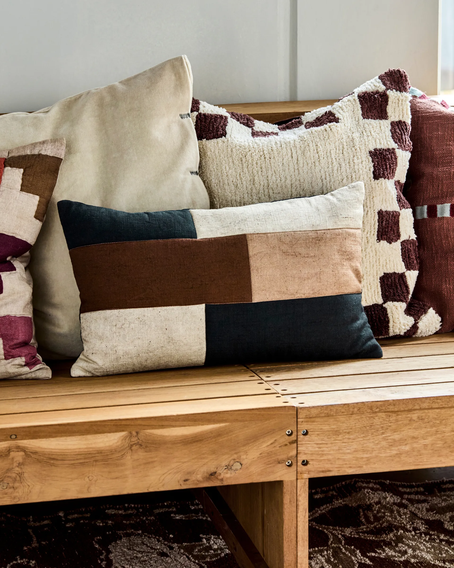 Housse de coussin Patch 30x50 cm, Noir-sable-brun House Doctor