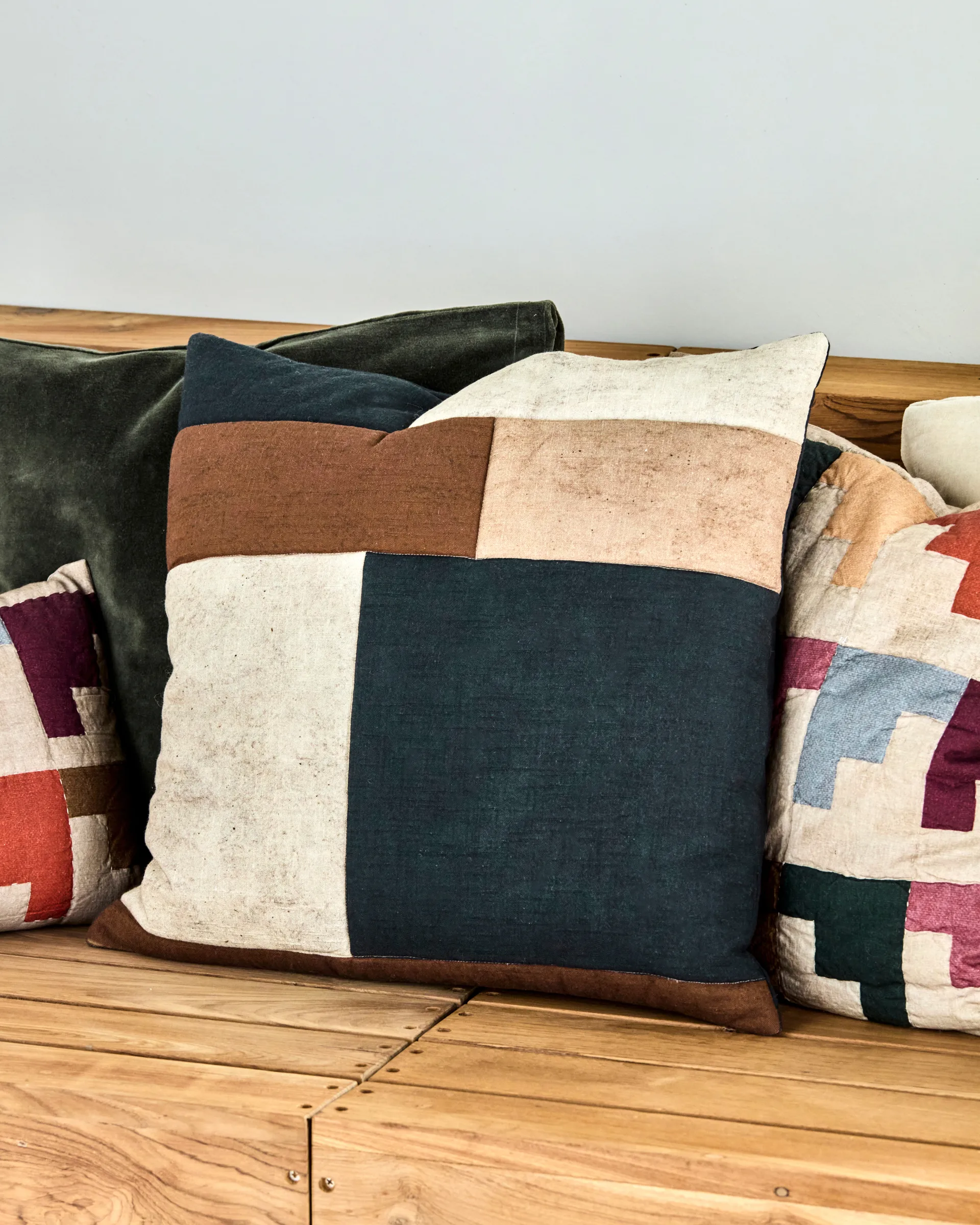 Housse de coussin Patch 50x50 cm, Noir-sable-brun House Doctor