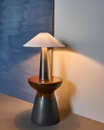 Lampe de table Soffi - Argent brossé-Off-White, Ø42x48 cm - House Doctor