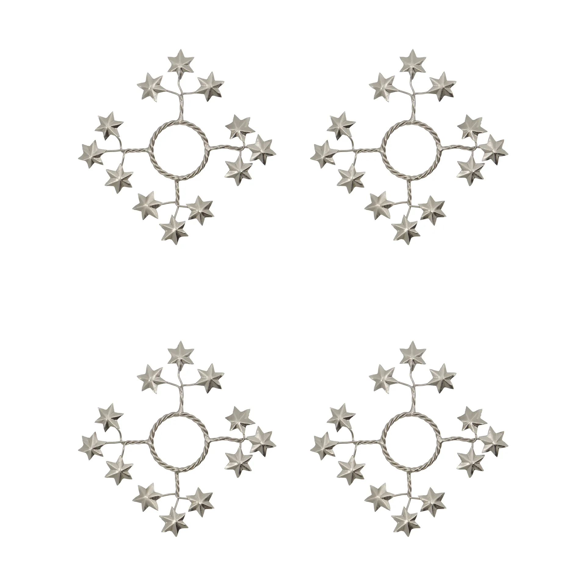 Manchettes pour bougies Star lot de 4, Argent House Doctor