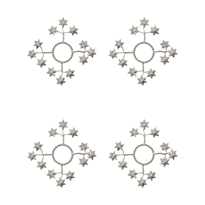 Manchettes pour bougies Star lot de 4 - Argent - House Doctor