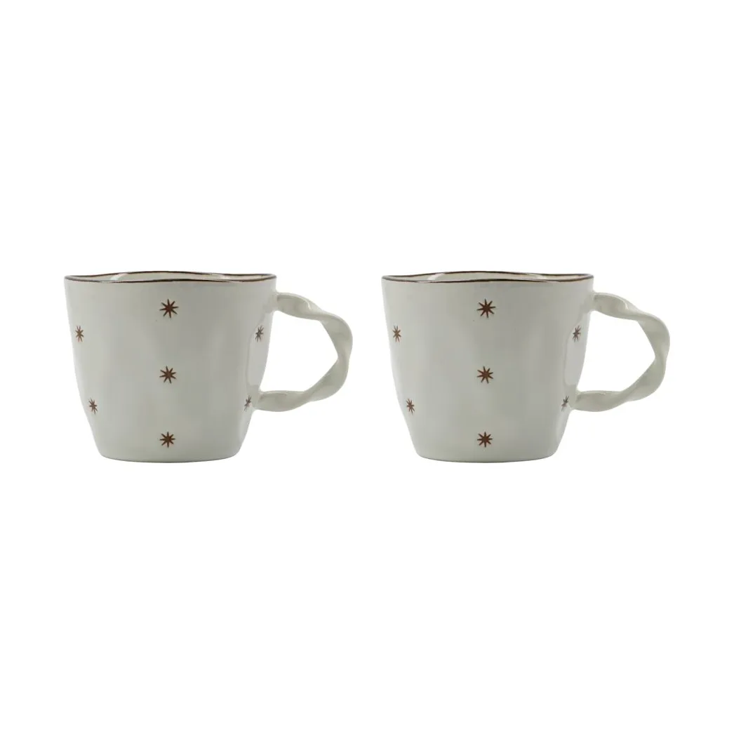 Mug Starry, lot de 2, Blanc House Doctor
