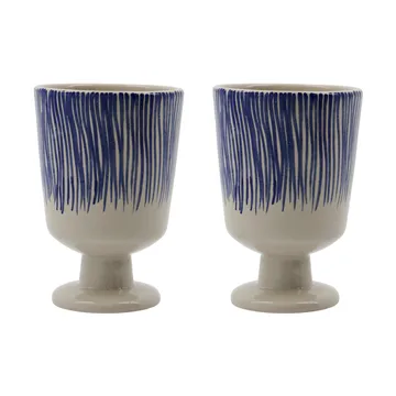Mug sur pied Diva 25 cl, lot de 2 - Off white-Bleu - House Doctor