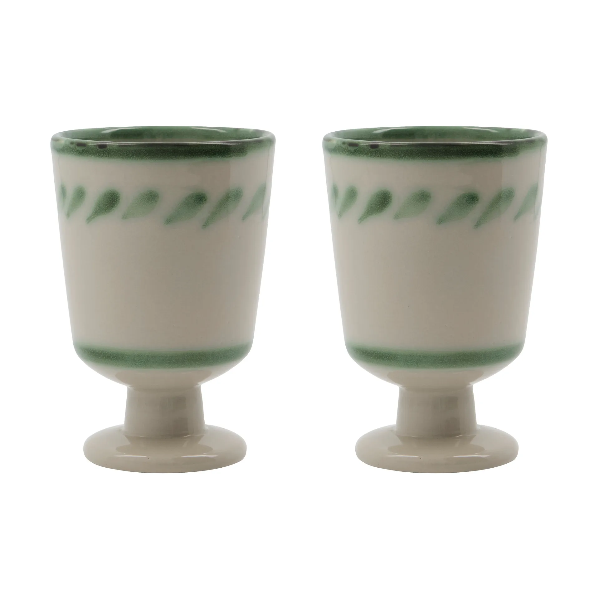 Mug sur pied Diva 25 cl, lot de 2, Off white-Vert House Doctor
