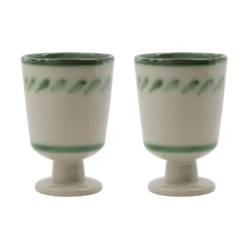 Mug sur pied Diva 25 cl, lot de 2 - Off white-Vert - House Doctor