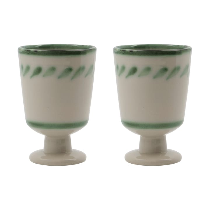 Mug sur pied Diva 25 cl, lot de 2 - Off white-Vert - House Doctor