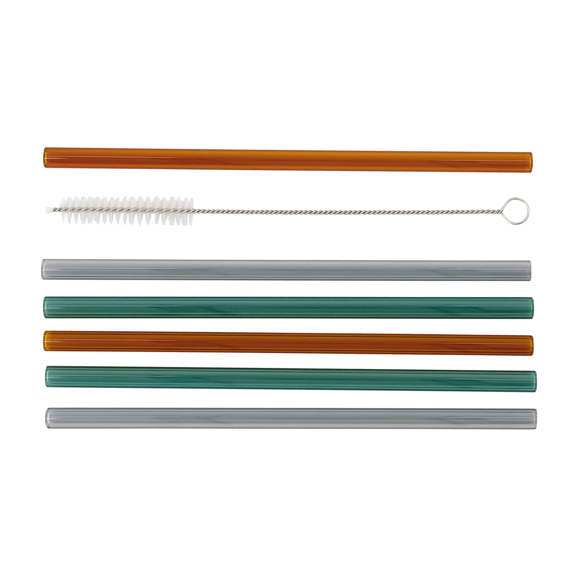 Pailles en verre Vaca Lot de 6, Green-grey-orange House Doctor