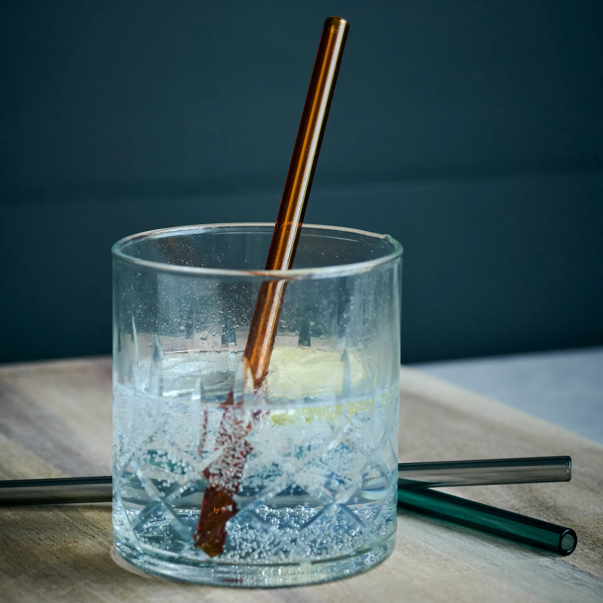 Pailles en verre Vaca Lot de 6, Green-grey-orange House Doctor