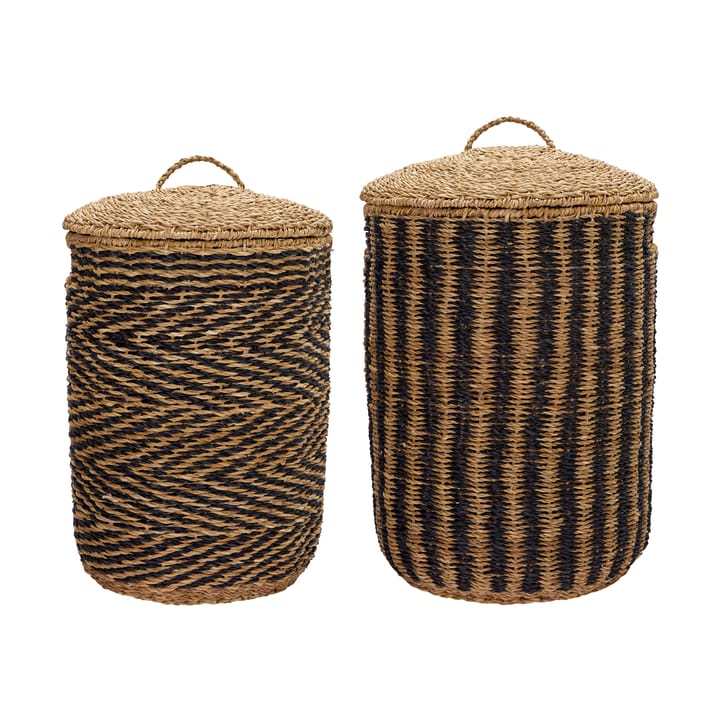 Panier à linge Cesto, 2 pièces - Naturel-noir - House Doctor