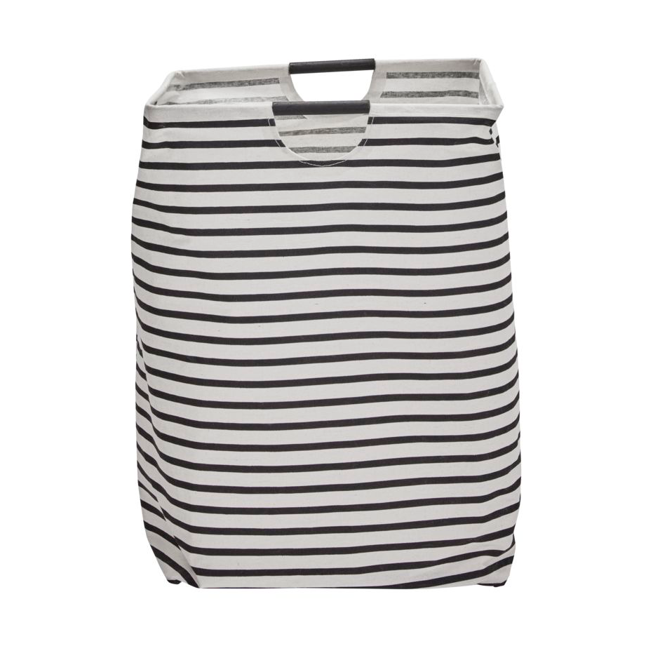 House Doctor Panier à linge Stripes Noir-blanc | Design Scandinave | Paniers à linge | Noir
