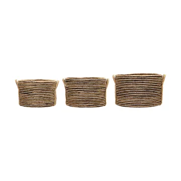 Panier de rangement Dungi bas, lot de 3 - Noir-naturel - House Doctor