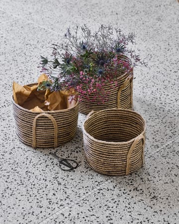 Panier de rangement Dungi bas, lot de 3 - Noir-naturel - House Doctor