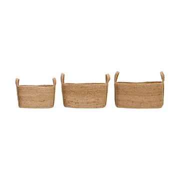 Panier de rangement Stella bas, lot de 3 - Naturel - House Doctor