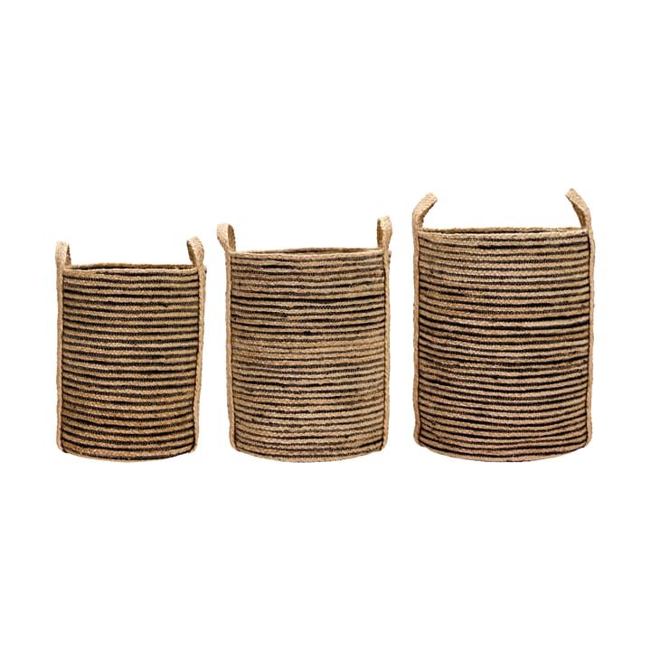 Paniers de rangement Dungi, lot de 3 - Noir-naturel - House Doctor