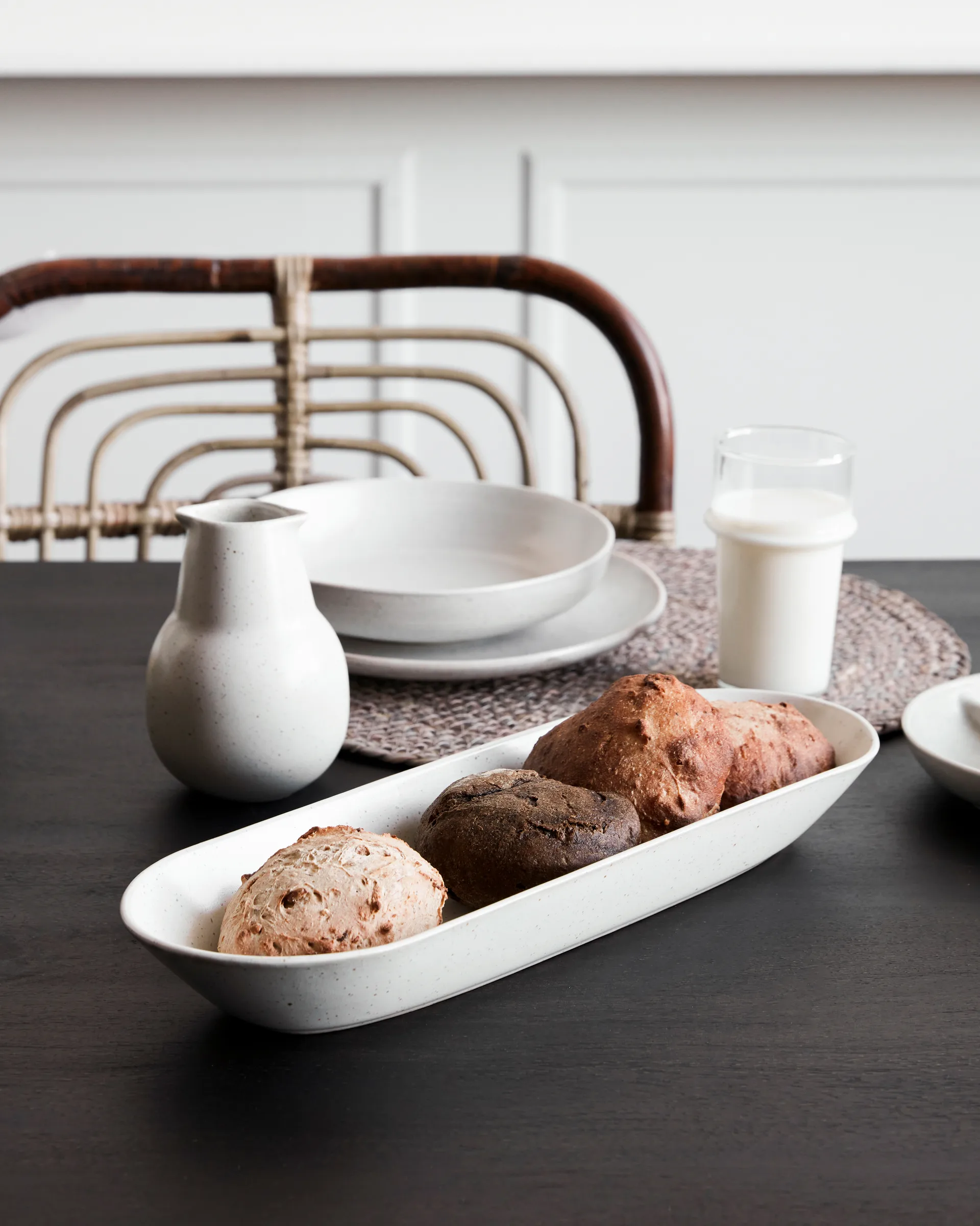 Plat à service Pion 12x35 cm, Gris-blanc House Doctor