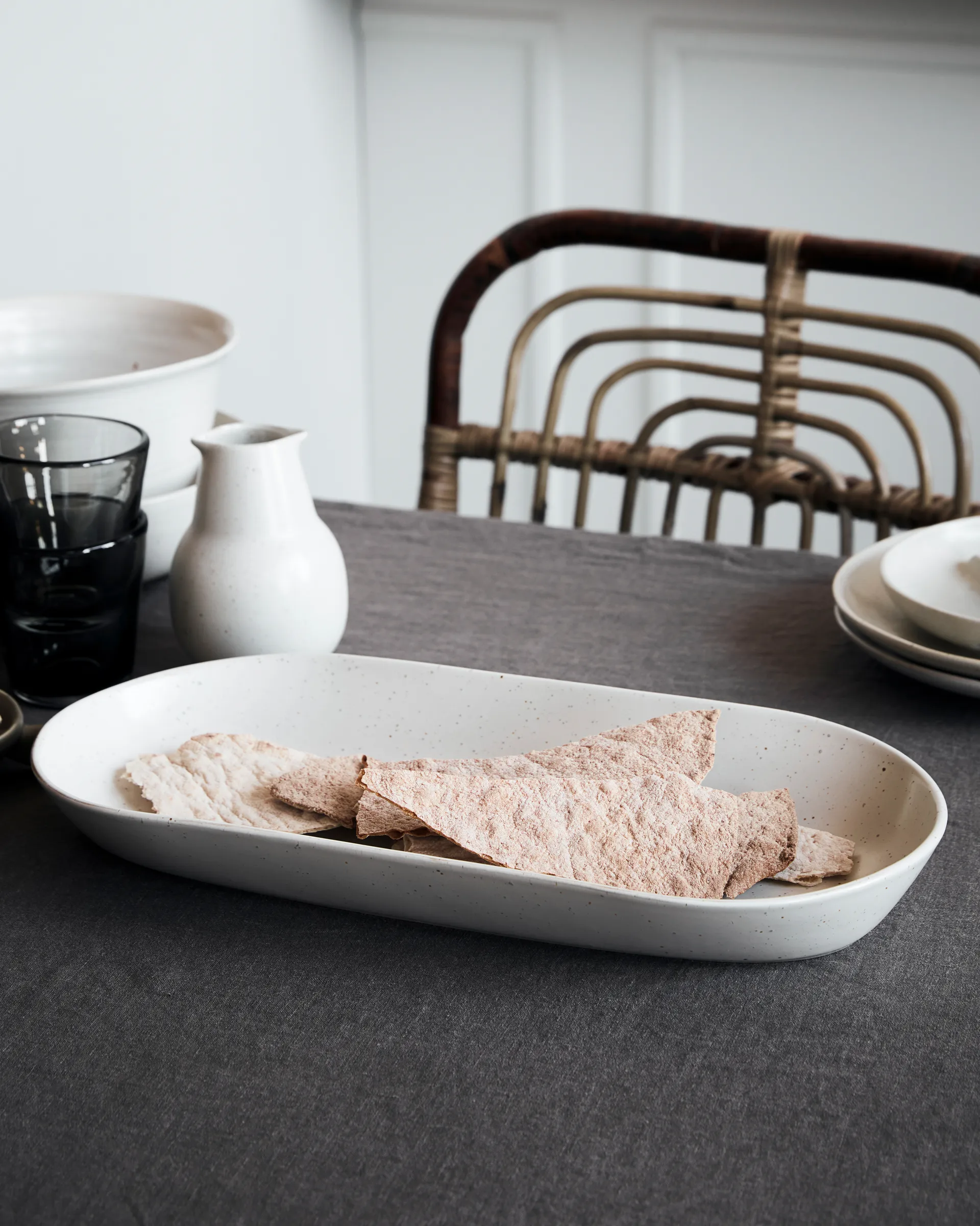 Plat à service Pion 19x38 cm, Gris-blanc House Doctor