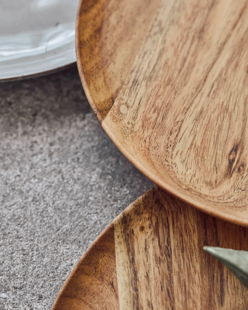 Plateau Wood Ø17,5 cm 2 pièces, Naturel House Doctor