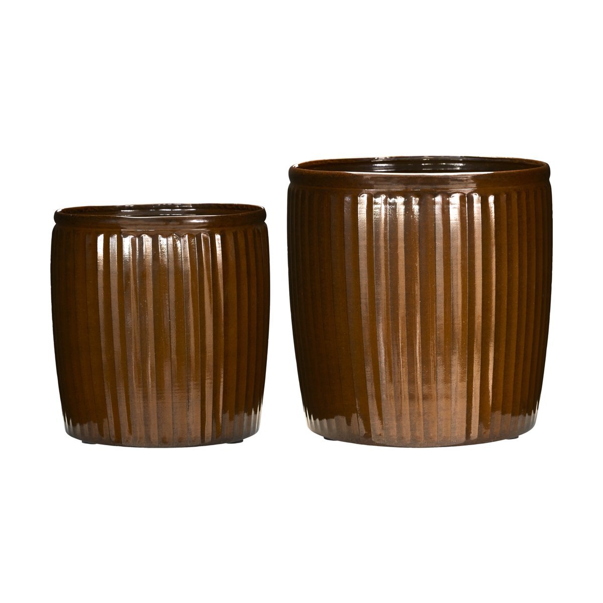 House Doctor Pot Groove 2 pièces Marron
