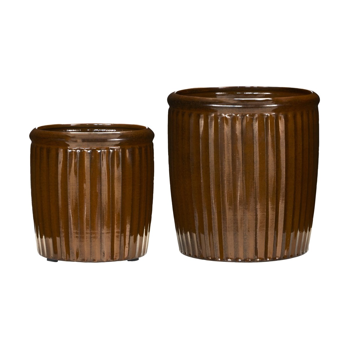 House Doctor Pot Groove 2 pièces Marron