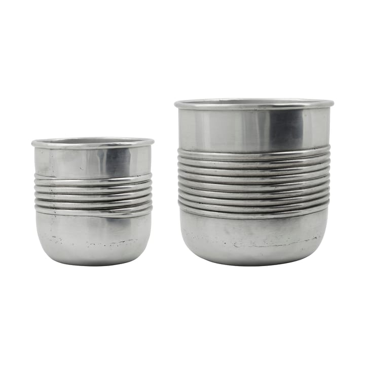 Pot Groove aluminium, 2 pièces - Argent antique - House Doctor