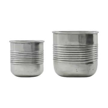 Pot Groove aluminium ovale, 2 pièces - Argent antique - House Doctor