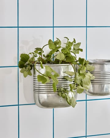 Pot Groove aluminium ovale, 2 pièces - Argent antique - House Doctor