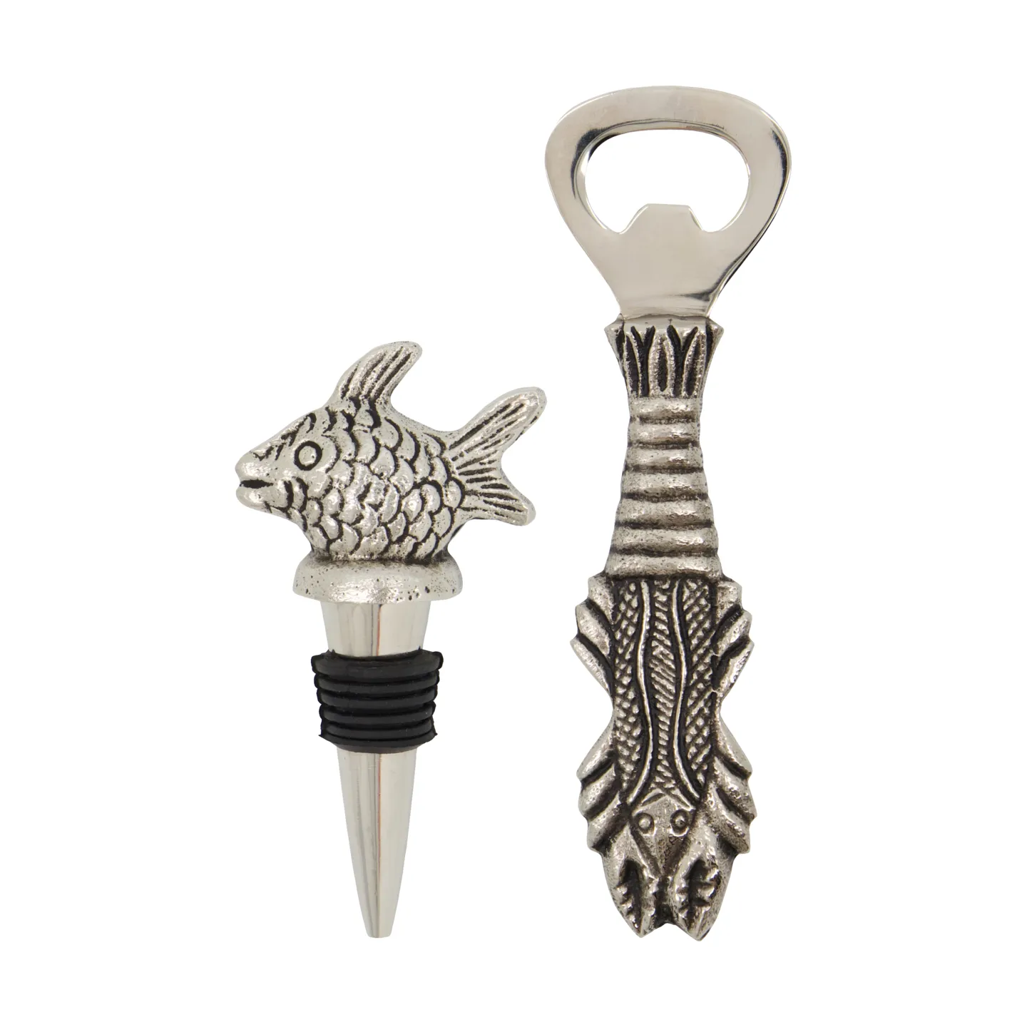 Set de bar Fish 2 pièces, Argent antique House Doctor