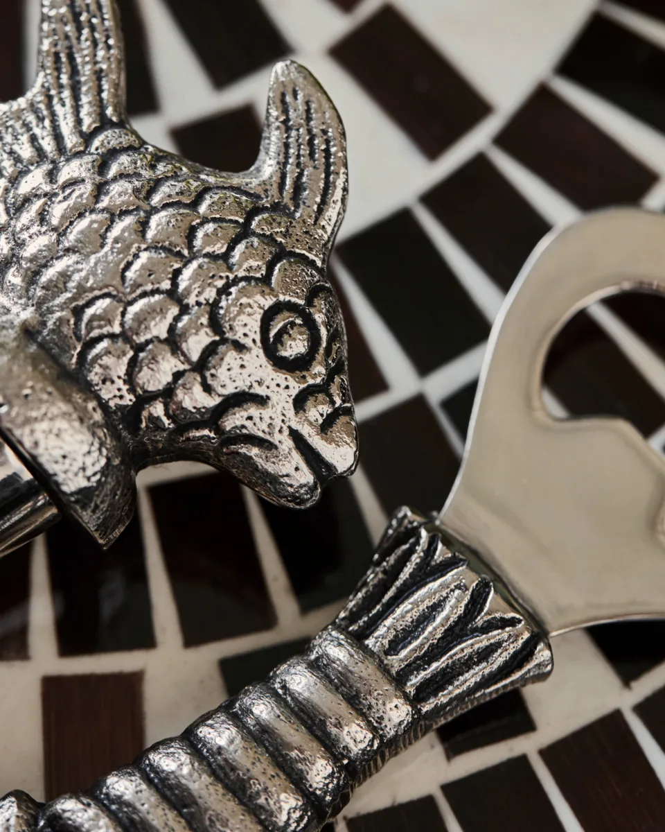 Set de bar Fish 2 pièces, Argent antique House Doctor