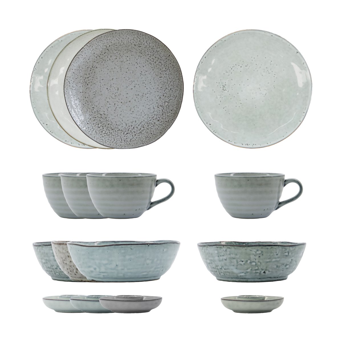 House Doctor Set de brunch Rustic 16 pièces Gris-bleu