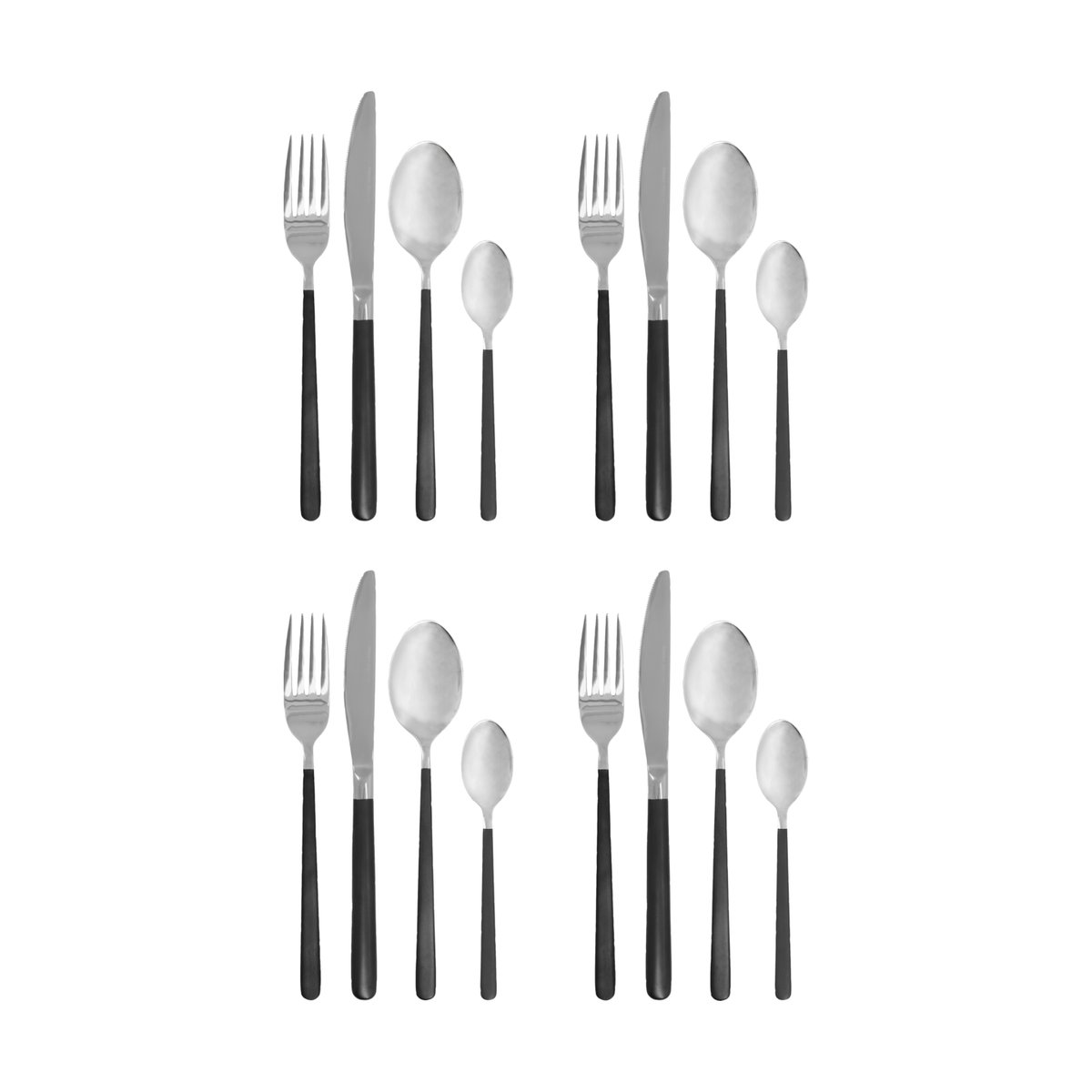 House Doctor Set de couverts Ox 16 pièces Noir-argent