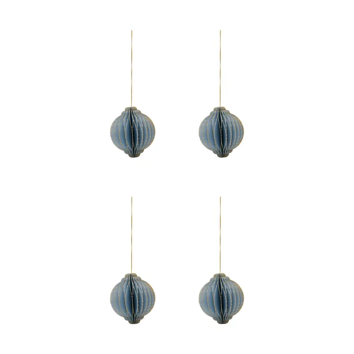 Suspension de Noël Alsta lot de 4 - Bleu clair, Ø8 cm - House Doctor