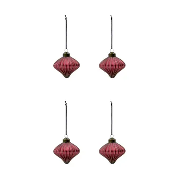 Suspension de Noël Spin lot de 4 - Rouge poussiéreux - House Doctor