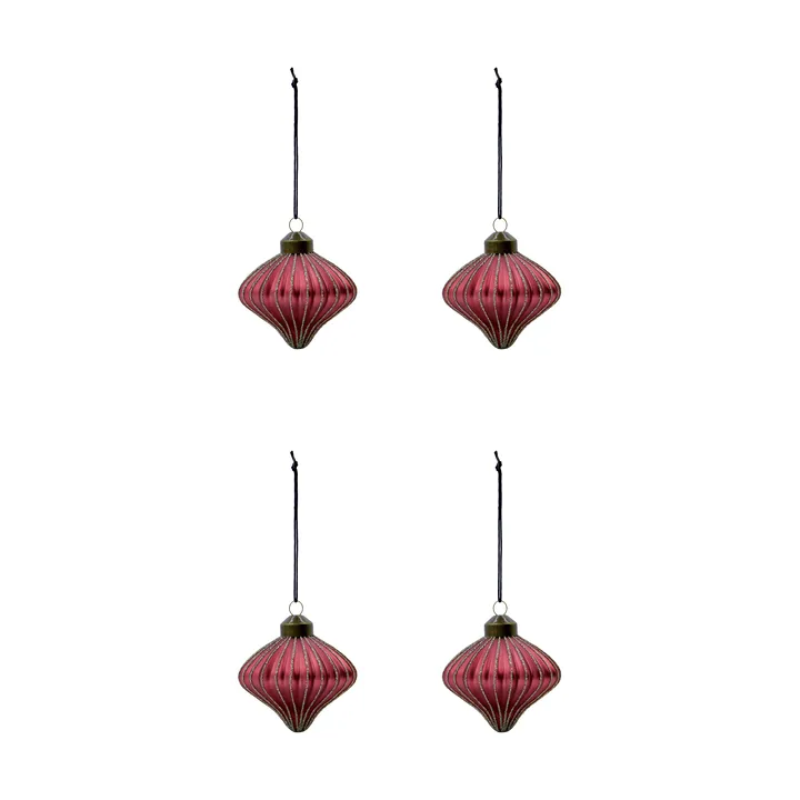 Suspension de Noël Spin lot de 4 - Rouge poussiéreux - House Doctor