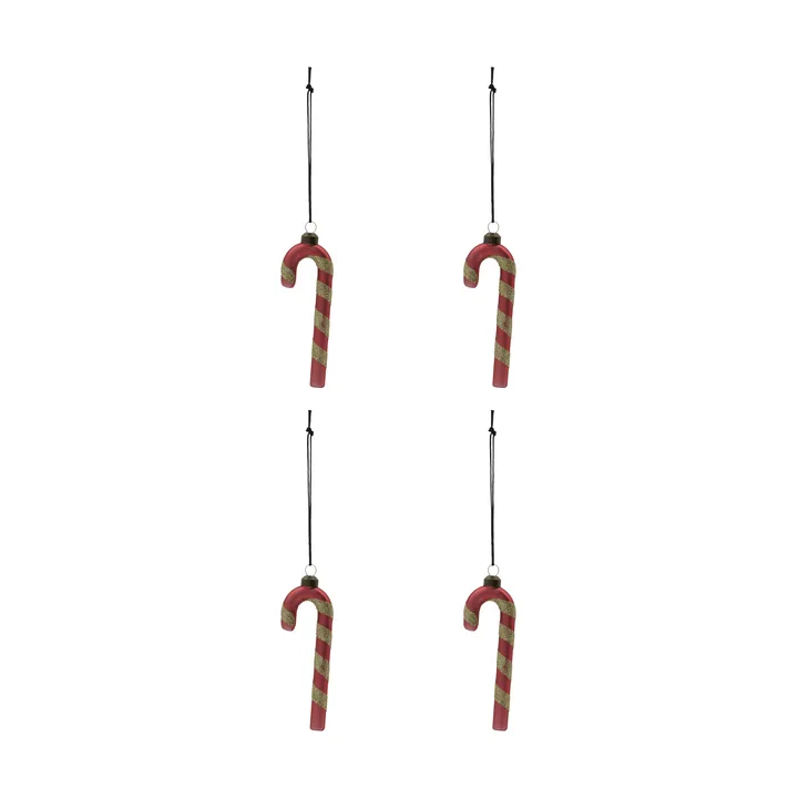 Suspension de Noël Stick lot de 4 - Rouge poussiéreux - House Doctor