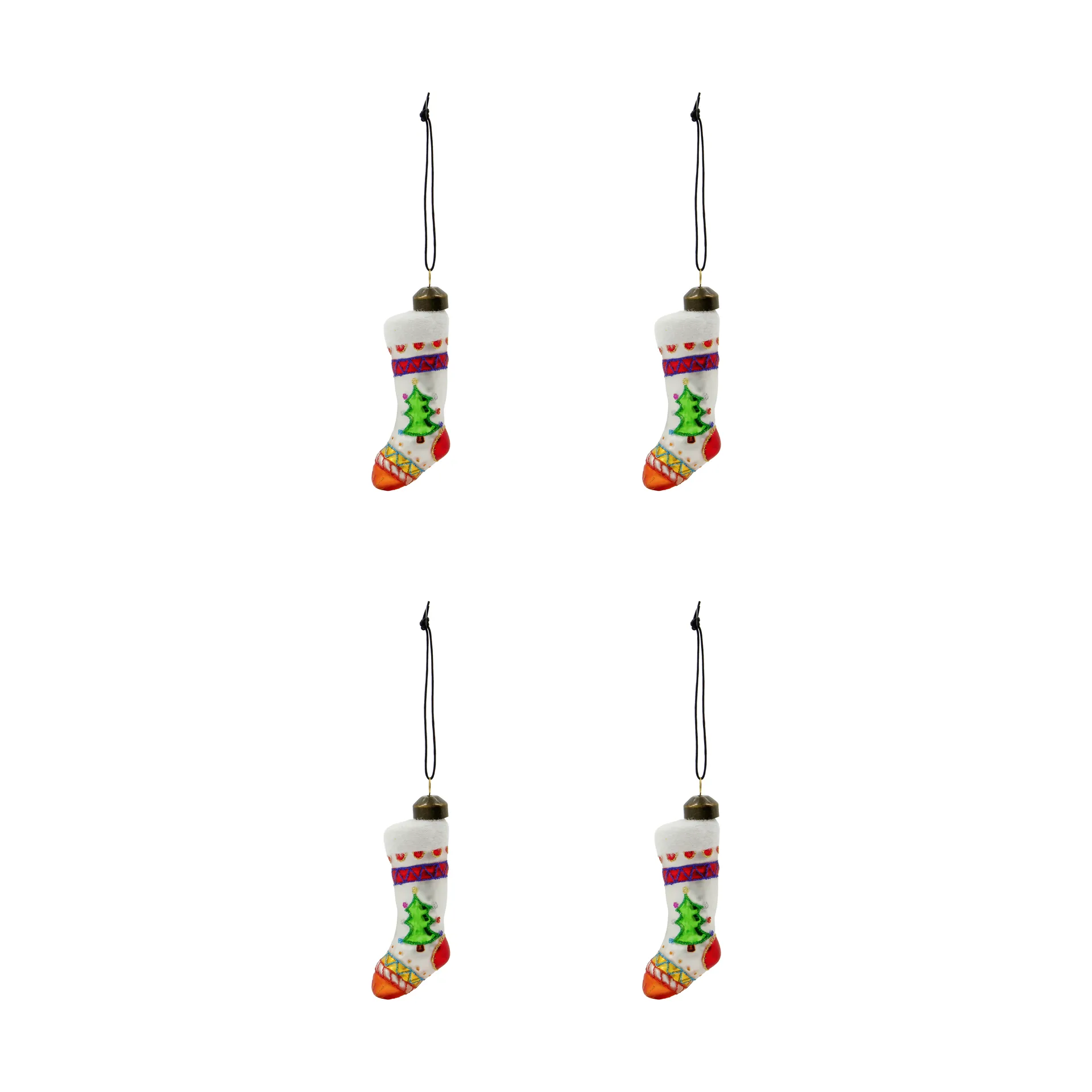 Suspension de Noël Stok bas de Noël lot de 4, Rouge, blanc House Doctor