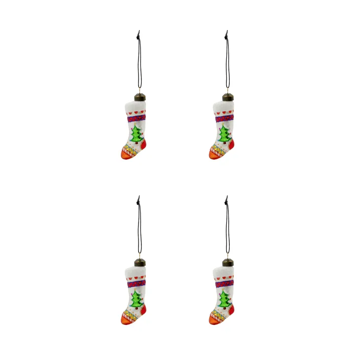 Suspension de Noël Stok bas de Noël lot de 4 - Rouge, blanc - House Doctor