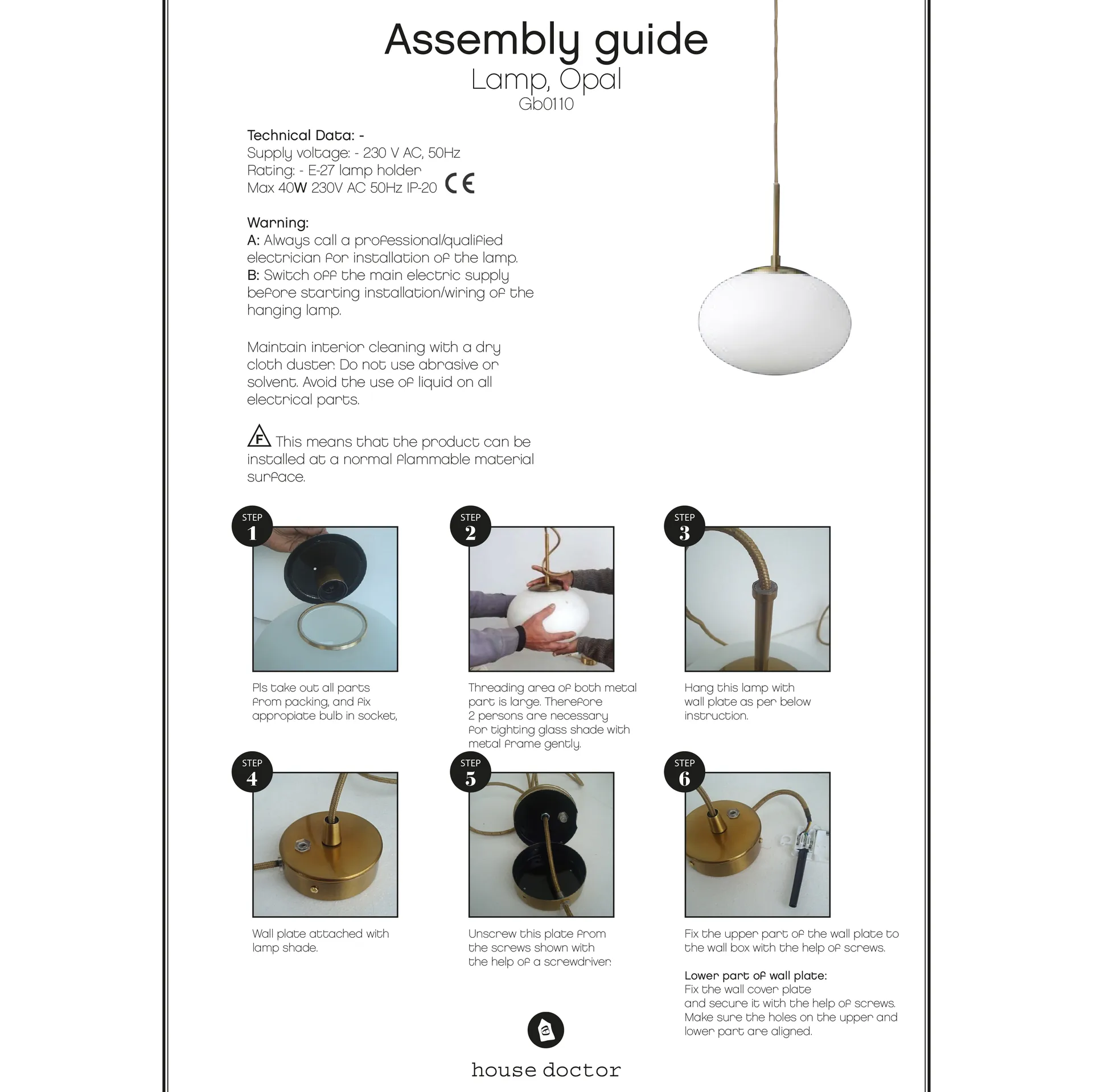 Suspension Opal, blanc House Doctor