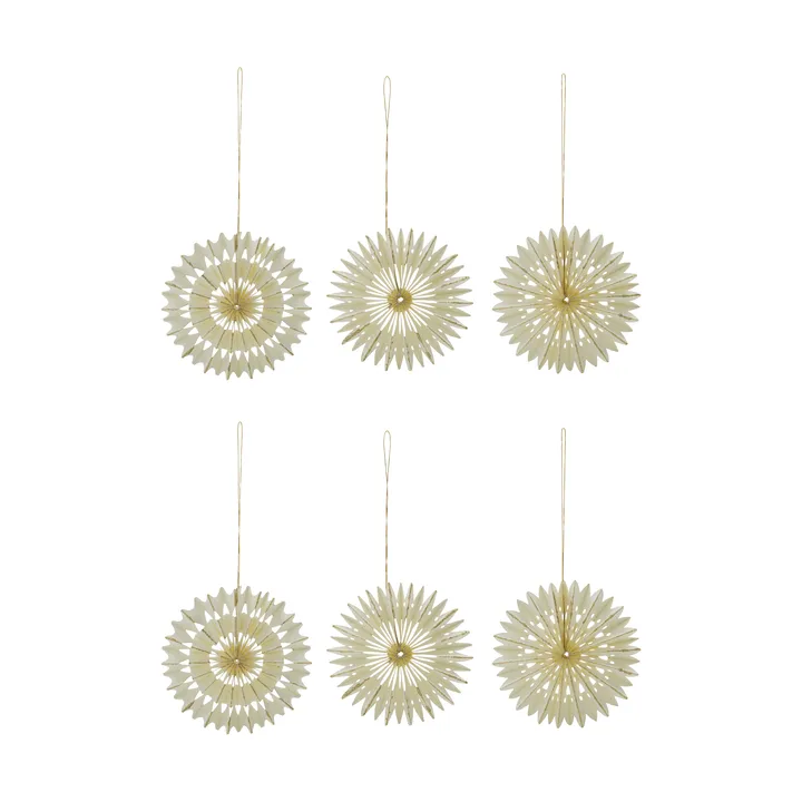 Suspensions de Noël Stelle 6 pièces - Off-White, Ø10,5 cm - House Doctor