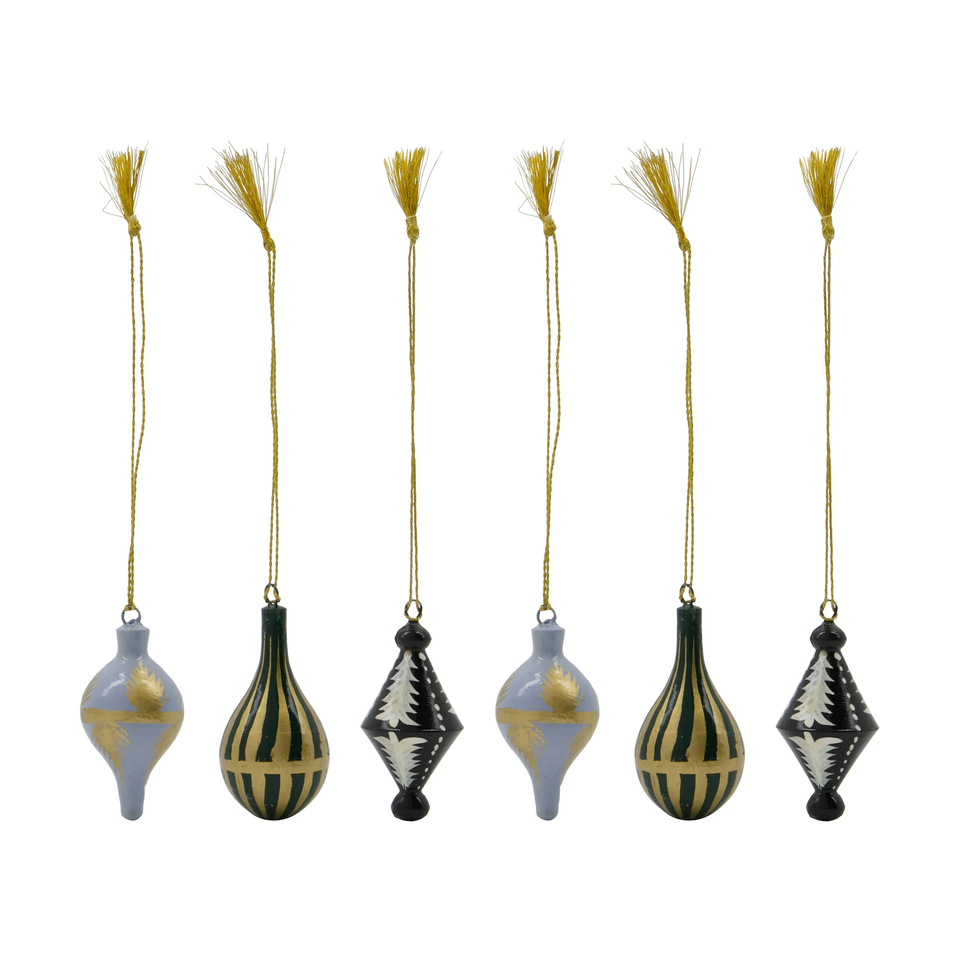 Suspensions de Noël Stero 6 pièces, Noir, blanc, or, bleu, vert House Doctor