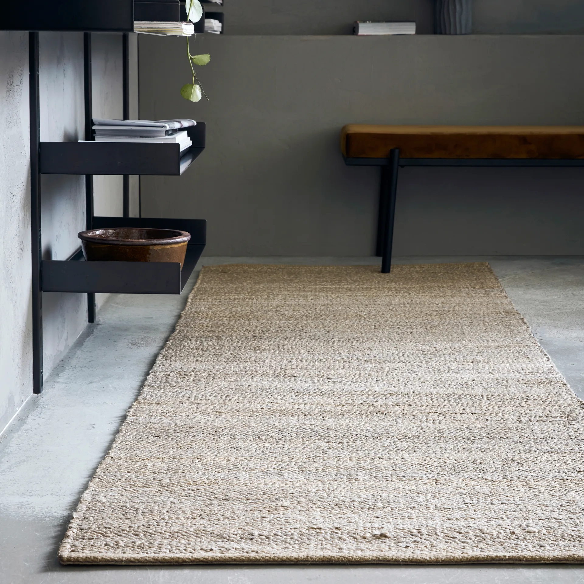 Tapis Hempi 90x300 cm, Gris clair House Doctor