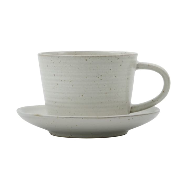 Tasse avec soucoupe Pion 23 cl - Gris-blanc - House Doctor