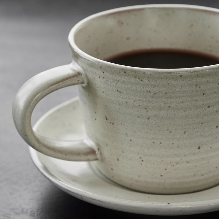 Tasse avec soucoupe Pion 23 cl, Gris-blanc House Doctor