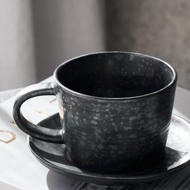 Tasse avec soucoupe Pion 23 cl, Noir-marron House Doctor