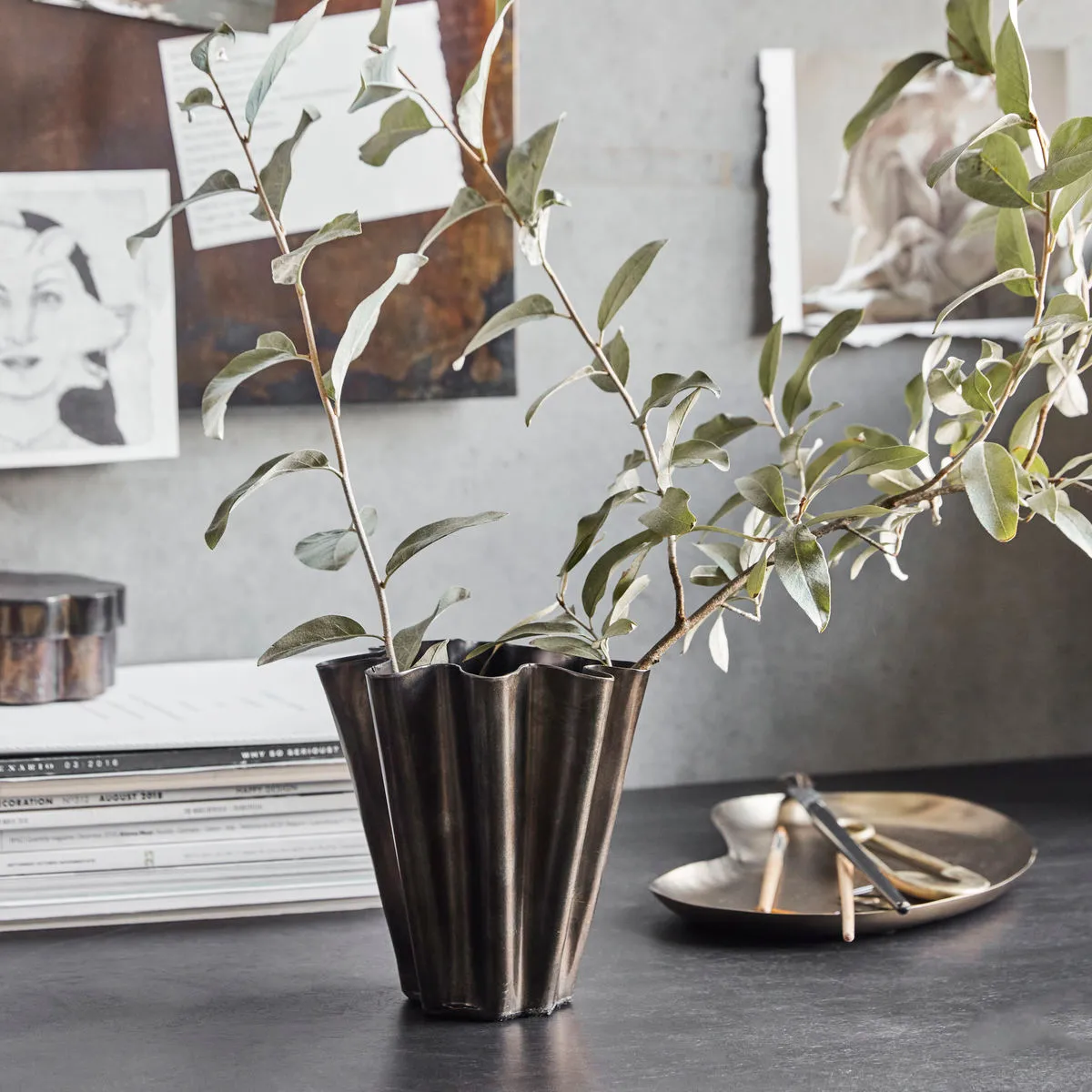 Vase Flood 13 cm, Brun antique House Doctor