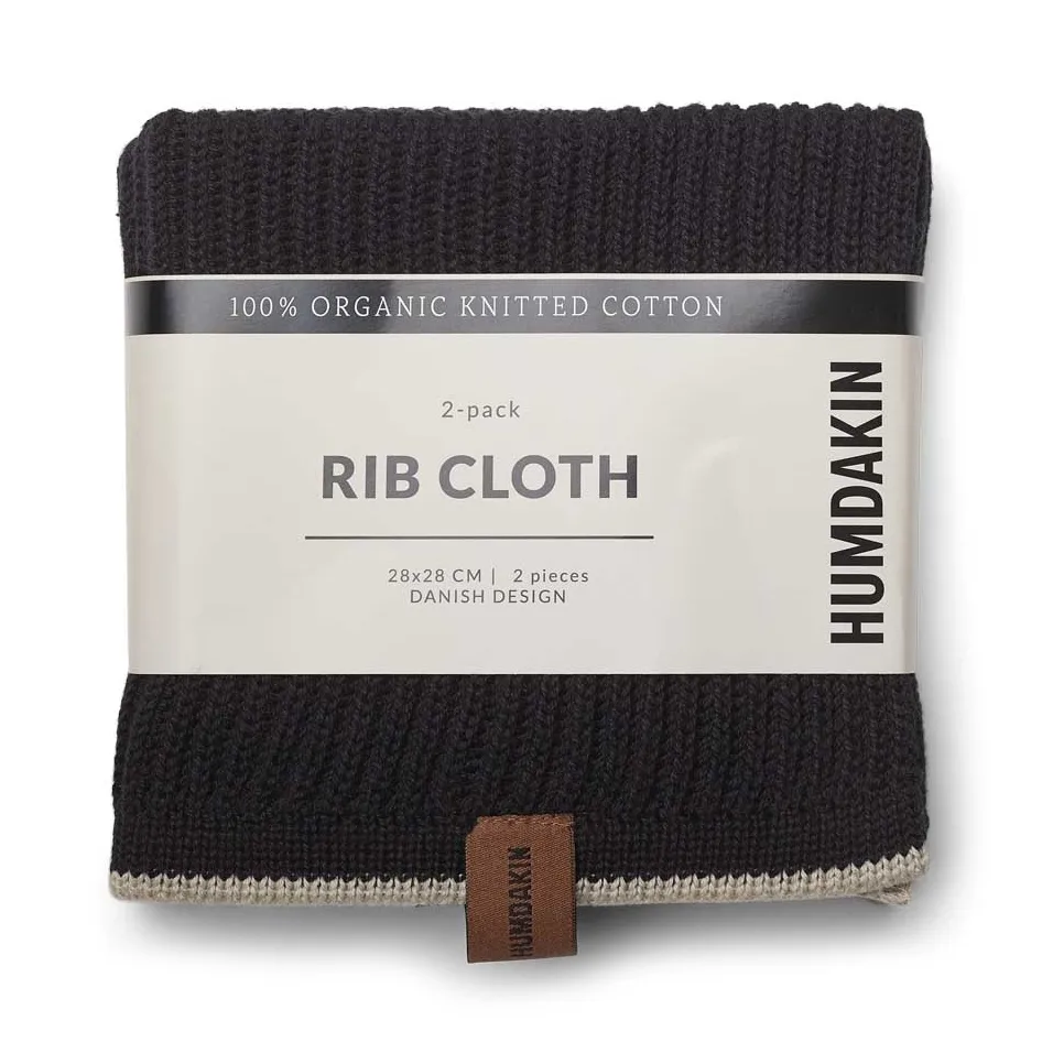 Lavette en chenille Humdakin 28x28 cm Lot de 2, Coal-light stone Humdakin