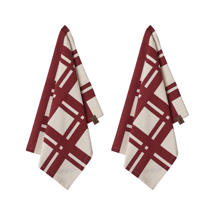 Lot de 2 serviettes de cuisine à carreaux rouges Humdakin, Blanc cassé-rouge Humdakin
